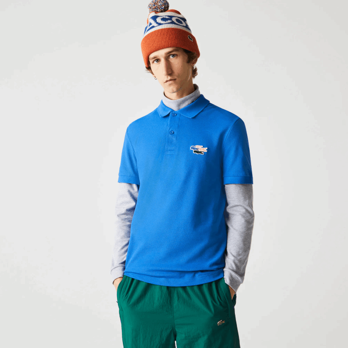 Lacoste Regular Fit Crocodiles Organic Cotton Polo Shirt 646T844 Blue QPT Men