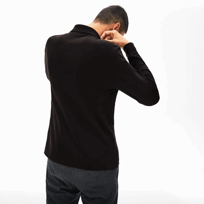Lacoste Regular Fit Pima Cotton Long Sleeve Polo 646T858 Black 031 Men