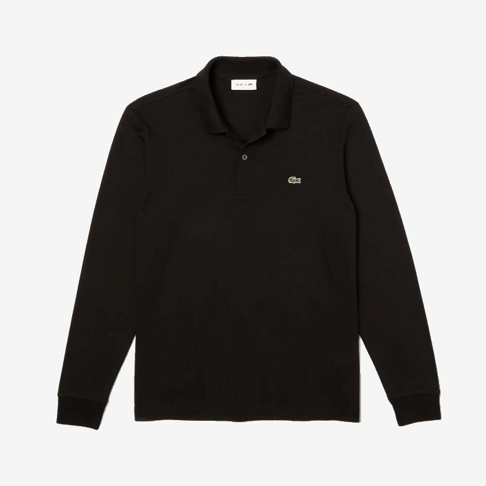Lacoste Regular Fit Pima Cotton Long Sleeve Polo 646T858 Black 031 Men