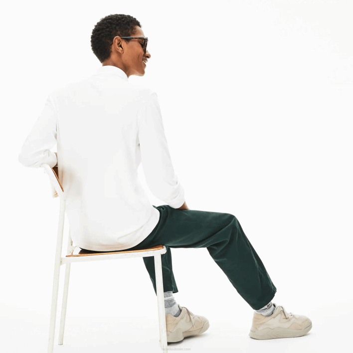 Lacoste Regular Fit Pima Cotton Long Sleeve Polo 646T859 White 001 Men