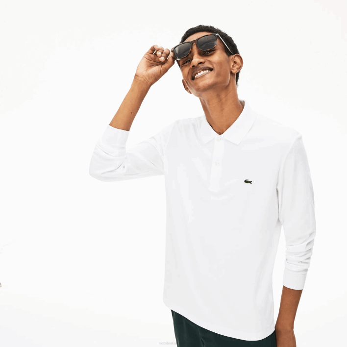 Lacoste Regular Fit Pima Cotton Long Sleeve Polo 646T859 White 001 Men