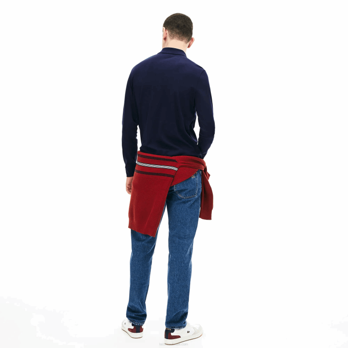 Lacoste Regular Fit Pima Cotton Long Sleeve Polo 646T860 Navy Blue 166 Men
