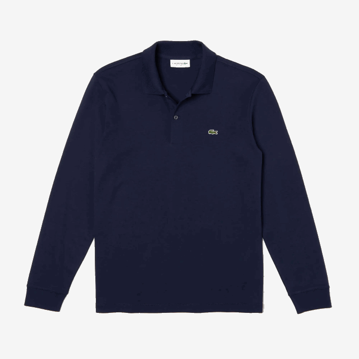 Lacoste Regular Fit Pima Cotton Long Sleeve Polo 646T860 Navy Blue 166 Men