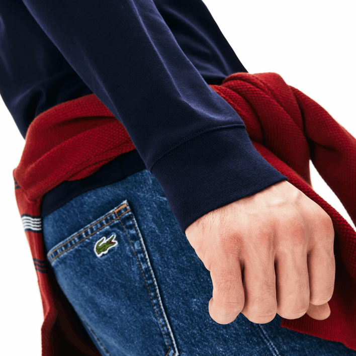 Lacoste Regular Fit Pima Cotton Long Sleeve Polo 646T860 Navy Blue 166 Men