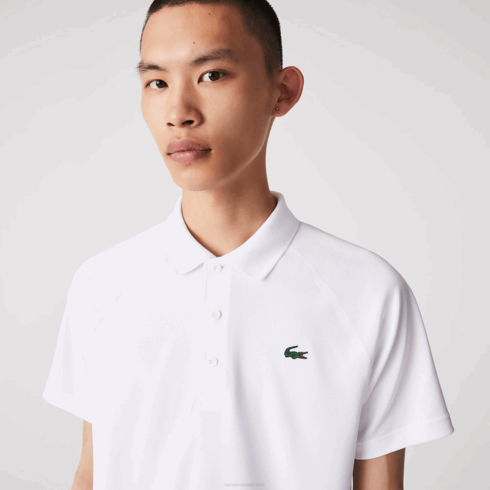 Lacoste SPORT Breathable Abrasion-Resistant Interlock Polo 646T164 White 001 Men