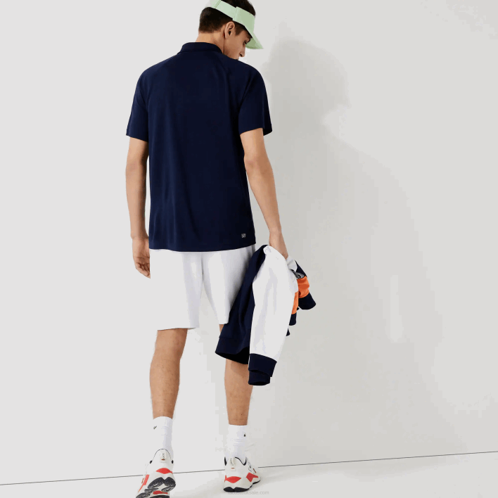 Lacoste SPORT Breathable Abrasion-Resistant Interlock Polo 646T166 Navy Blue 166 Men