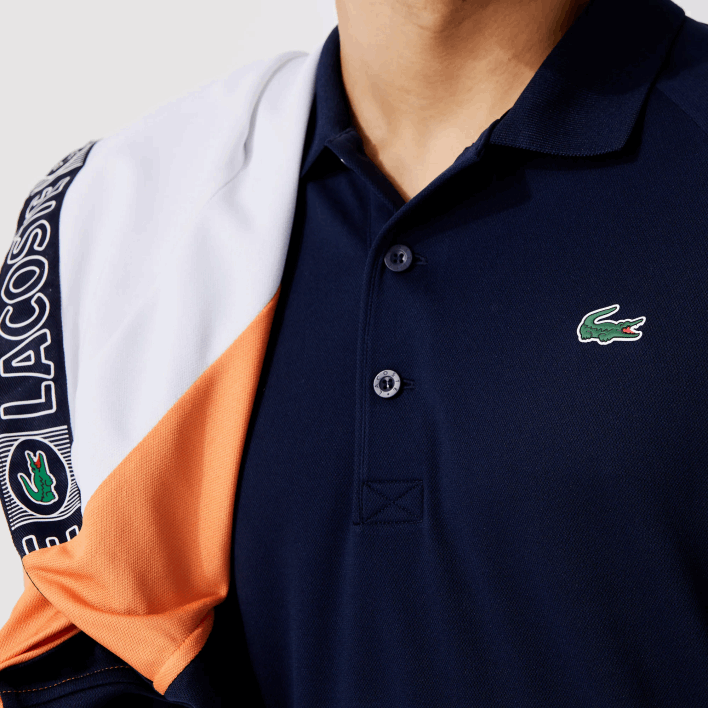 Lacoste SPORT Breathable Abrasion-Resistant Interlock Polo 646T166 Navy Blue 166 Men