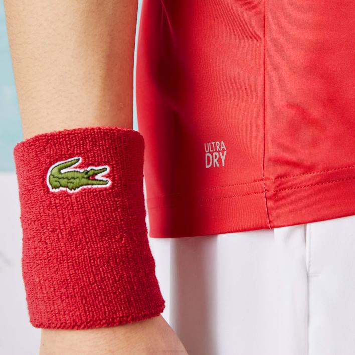 Lacoste SPORT Novak Djokovic Print Stretch Polo 646T929 Red White C9U Men