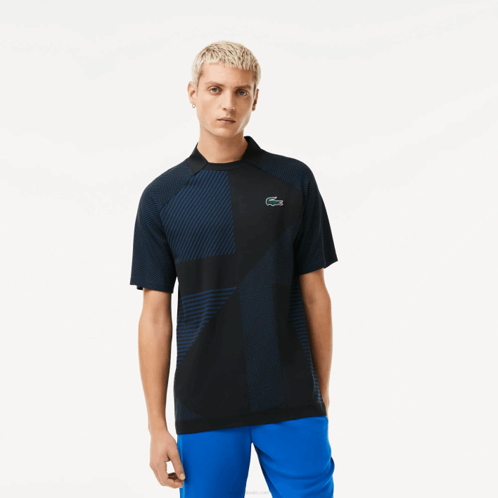Lacoste SPORT Slim Fit Seamless Tennis Polo 646T770 Black Blue 985 Men