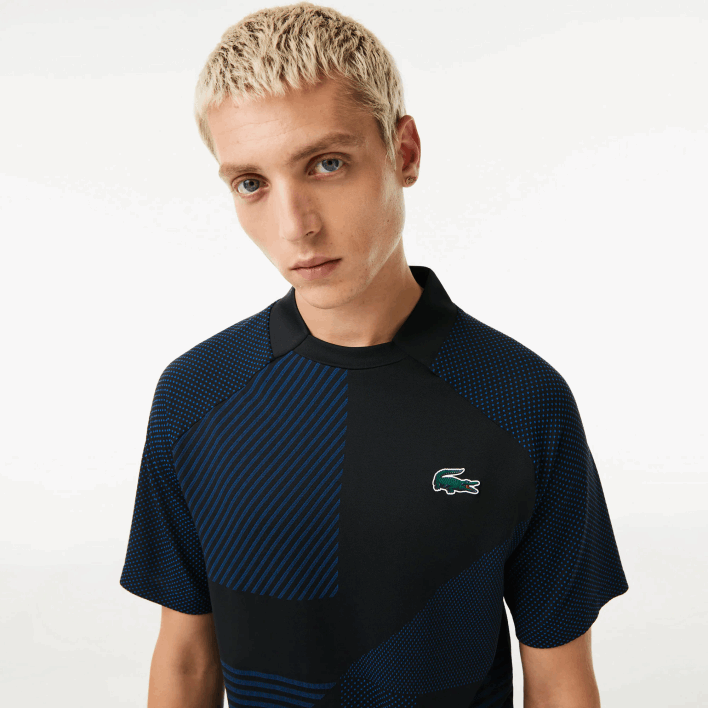 Lacoste SPORT Slim Fit Seamless Tennis Polo 646T770 Black Blue 985 Men