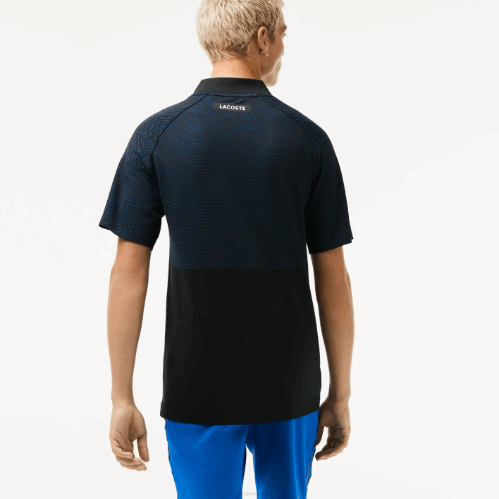 Lacoste SPORT Slim Fit Seamless Tennis Polo 646T770 Black Blue 985 Men