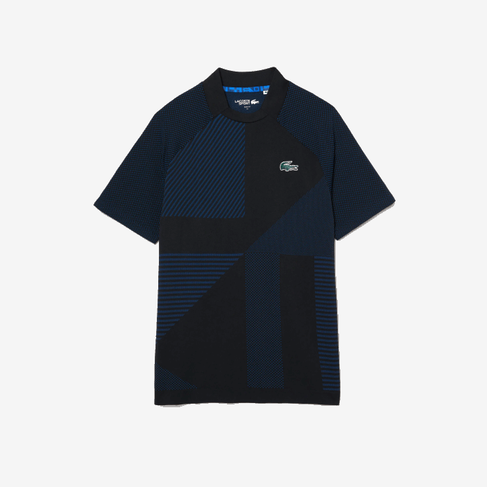 Lacoste SPORT Slim Fit Seamless Tennis Polo 646T770 Black Blue 985 Men