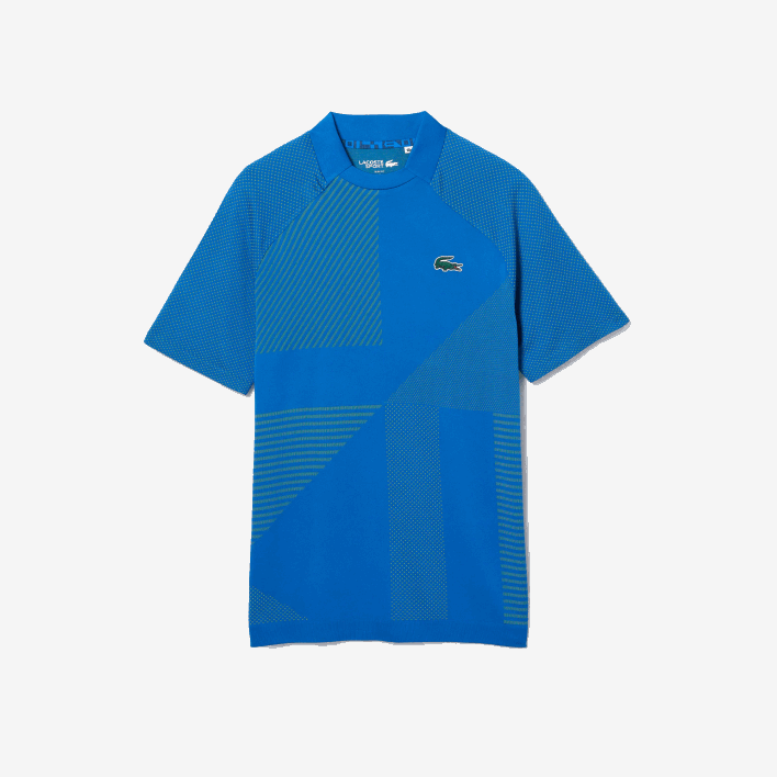 Lacoste SPORT Slim Fit Seamless Tennis Polo 646T771 Blue Yellow PTH Men