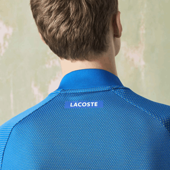 Lacoste SPORT Slim Fit Seamless Tennis Polo 646T771 Blue Yellow PTH Men