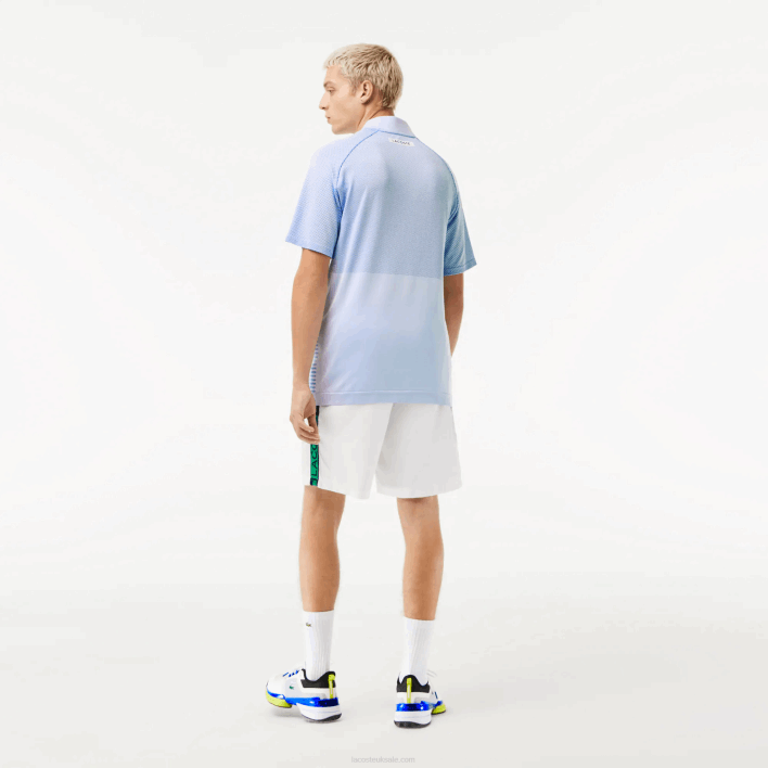 Lacoste SPORT Slim Fit Seamless Tennis Polo 646T772 White Blue LMQ Men