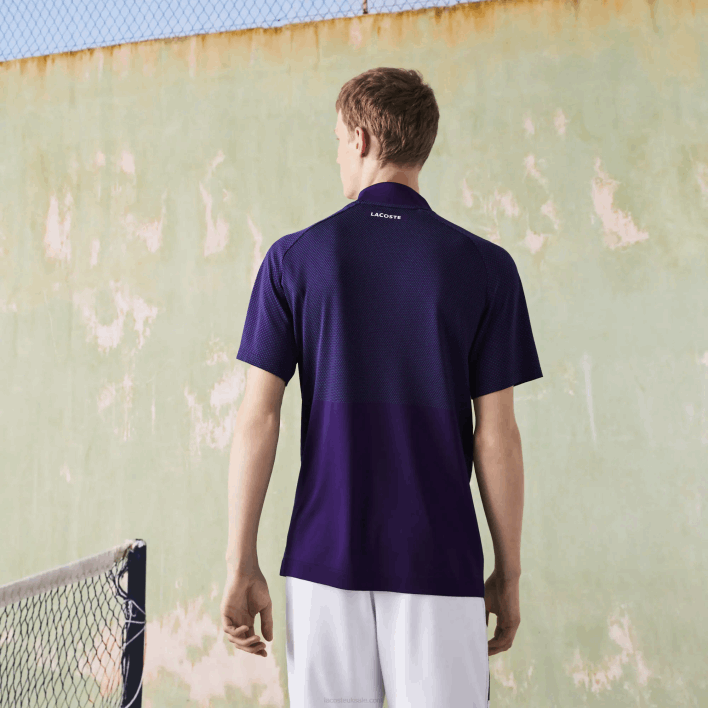 Lacoste SPORT Slim Fit Seamless Tennis Polo 646T773 Purple Green XD4 Men