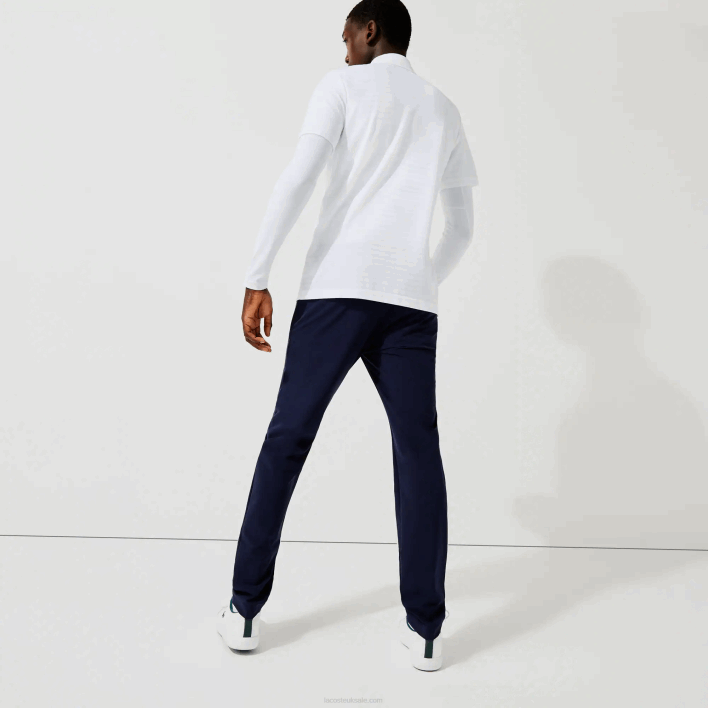 Lacoste SPORT Textured Breathable Golf Polo 646T69 White 001 Men
