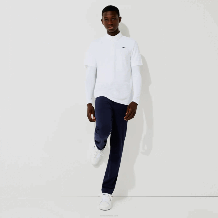 Lacoste SPORT Textured Breathable Golf Polo 646T69 White 001 Men