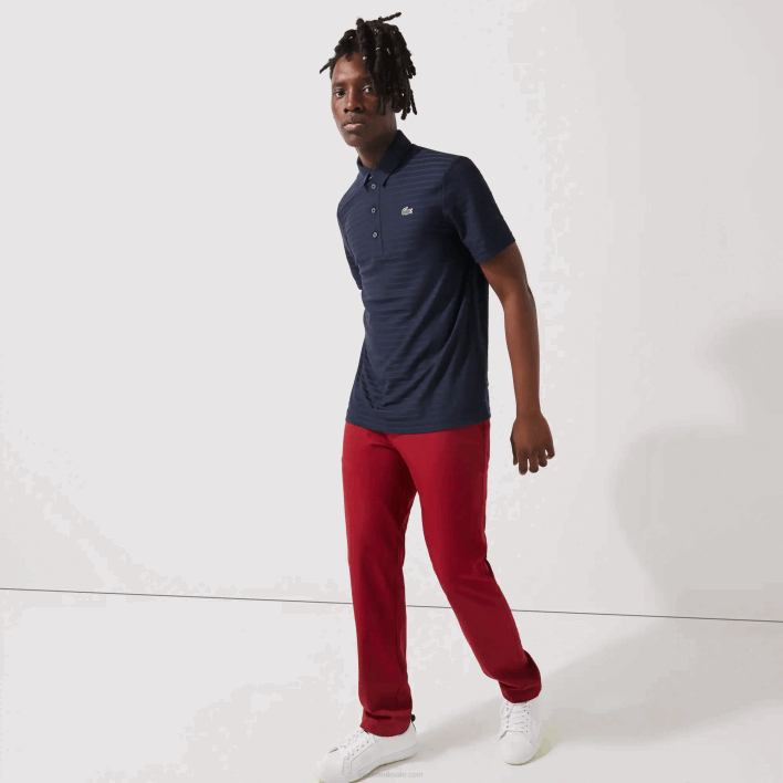 Lacoste SPORT Textured Breathable Golf Polo 646T70 Navy Blue 166 Men