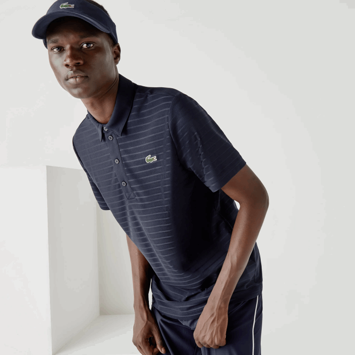 Lacoste SPORT Textured Breathable Golf Polo 646T70 Navy Blue 166 Men