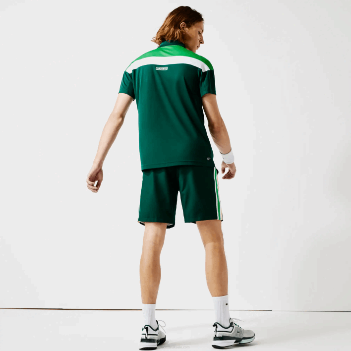Lacoste SPORT Thermo-Regulating Pique Regular Fit Polo 646T1312 Green Black White ZQG Men