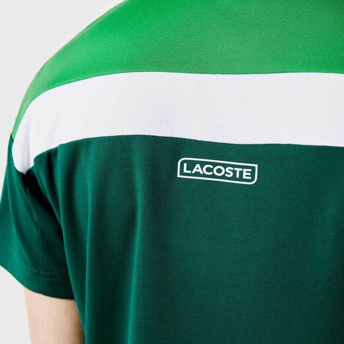 Lacoste SPORT Thermo-Regulating Pique Regular Fit Polo 646T1312 Green Black White ZQG Men