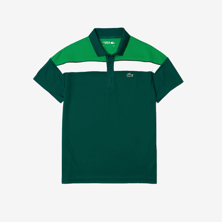 Lacoste SPORT Thermo-Regulating Pique Regular Fit Polo 646T1312 Green Black White ZQG Men