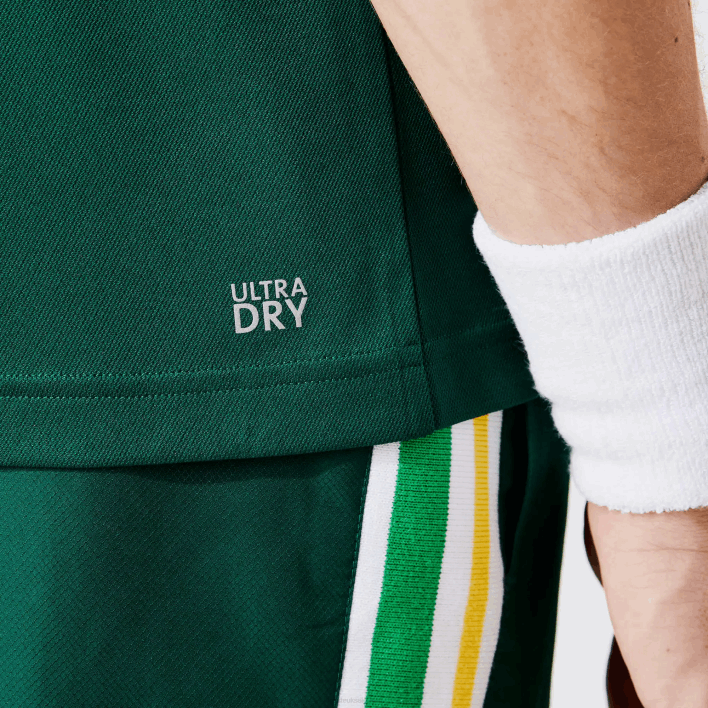 Lacoste SPORT Thermo-Regulating Pique Regular Fit Polo 646T1312 Green Black White ZQG Men