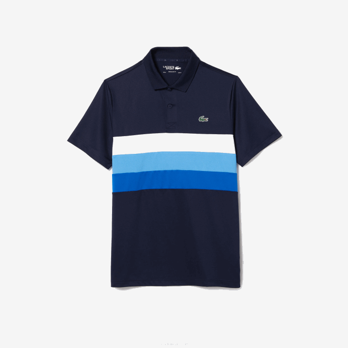Lacoste SPORT Tricolor Stripe Golf Polo 646T826 Navy White Blue ZF2 Men