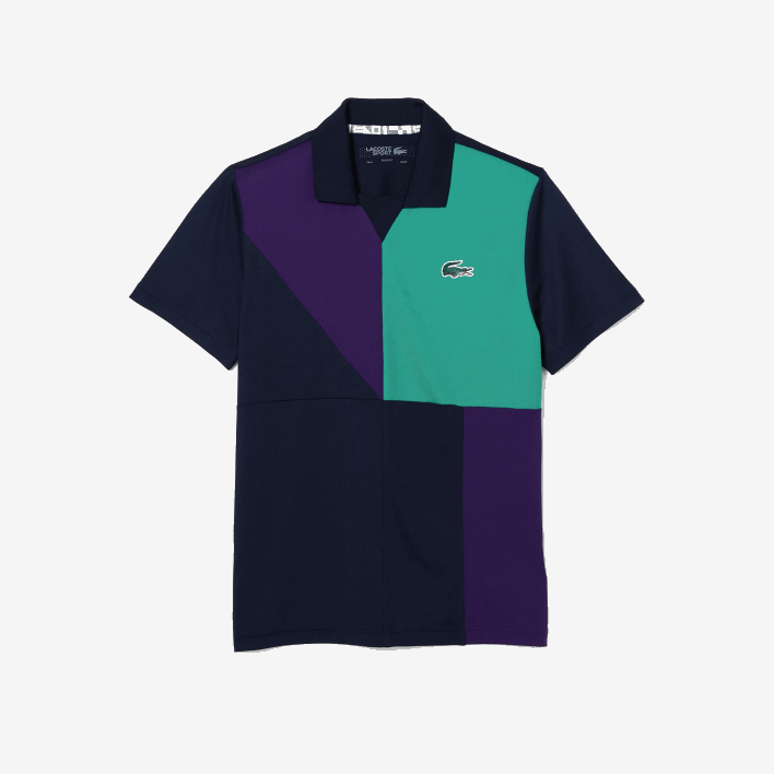 Lacoste SPORT Ultra-Dry Pique Tennis Polo 646T784 Navy Blue Purple Green XC3 Men