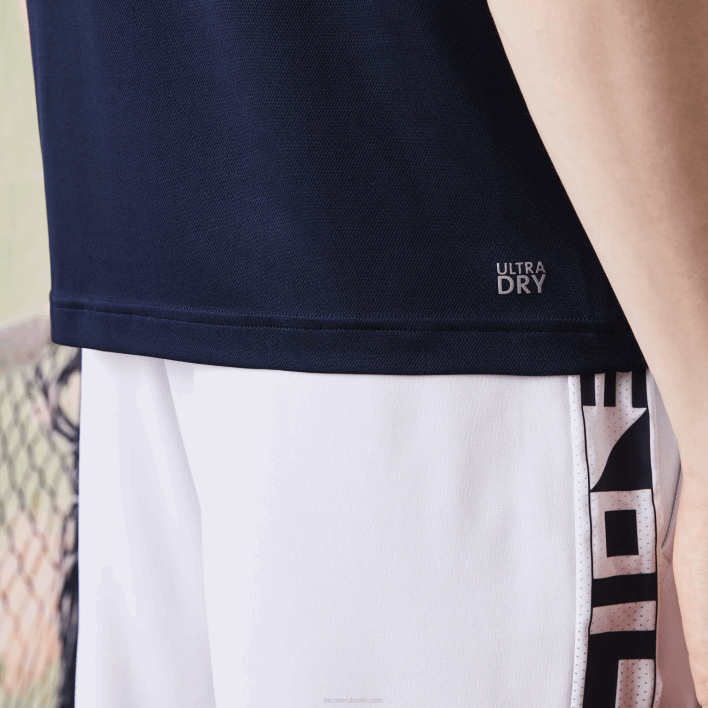 Lacoste SPORT Ultra-Dry Pique Tennis Polo 646T784 Navy Blue Purple Green XC3 Men