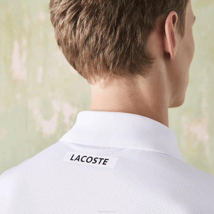 Lacoste SPORT Ultra-Dry Pique Tennis Polo 646T785 White Black Blue X87 Men