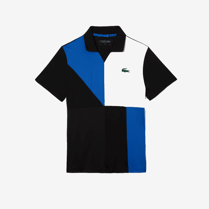 Lacoste SPORT Ultra-Dry Pique Tennis Polo 646T786 Black Blue White 7KE Men