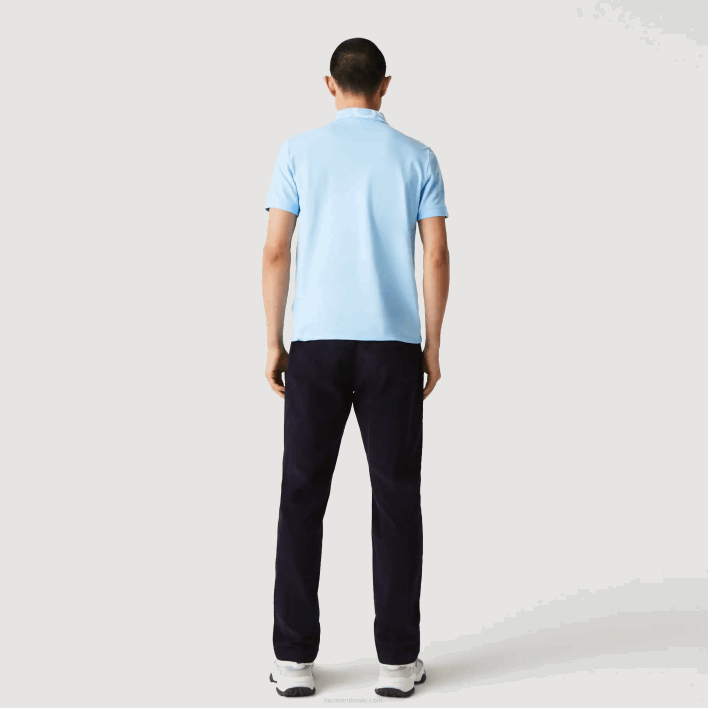 Lacoste Slim Fit Lettered Neck Light Breathable Pique Polo 646T900 Blue HBP Men