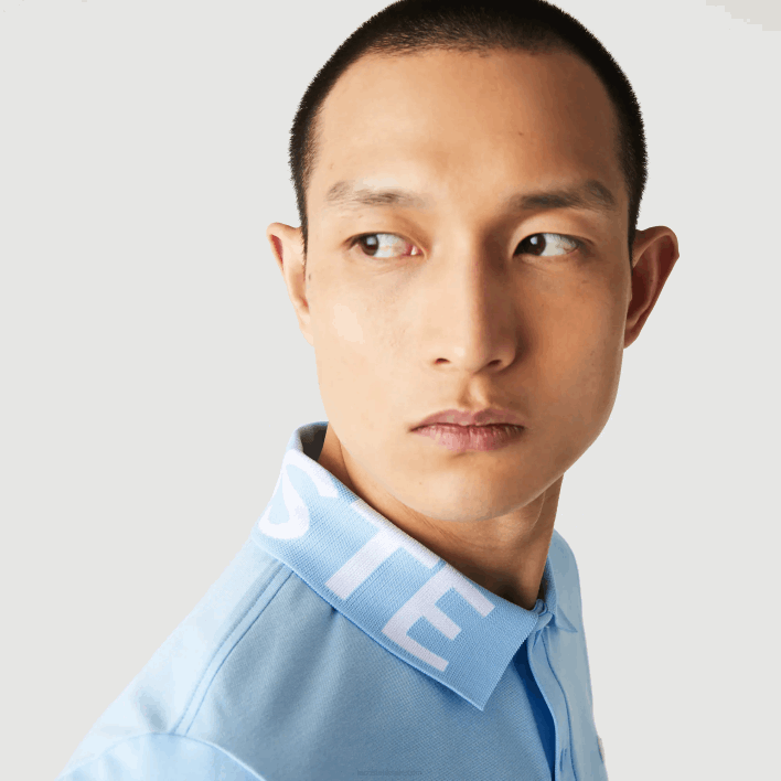 Lacoste Slim Fit Lettered Neck Light Breathable Pique Polo 646T900 Blue HBP Men