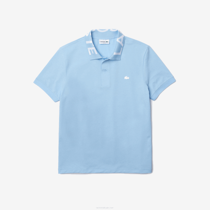 Lacoste Slim Fit Lettered Neck Light Breathable Pique Polo 646T900 Blue HBP Men