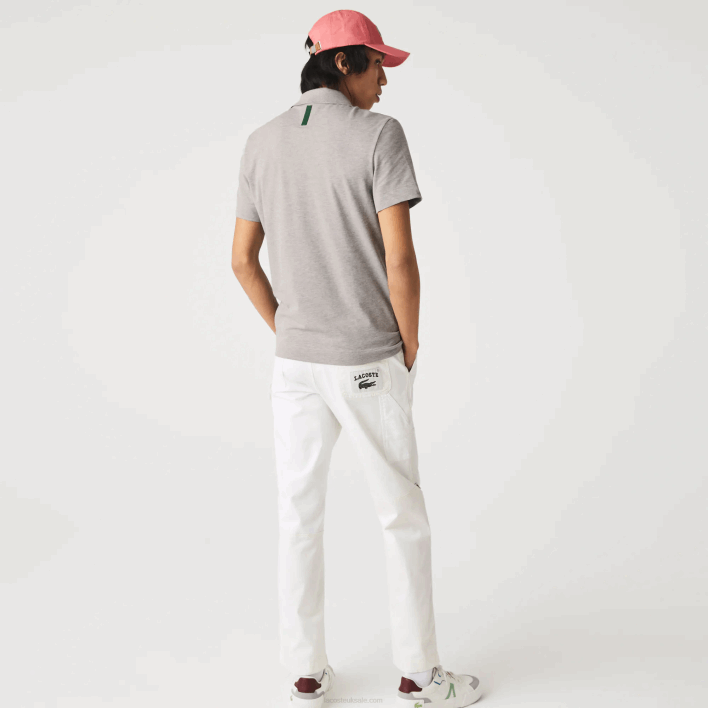 Lacoste Slim Fit Organic Stretch Cotton Pique Polo 646T599 Grey Chine 4JV Men