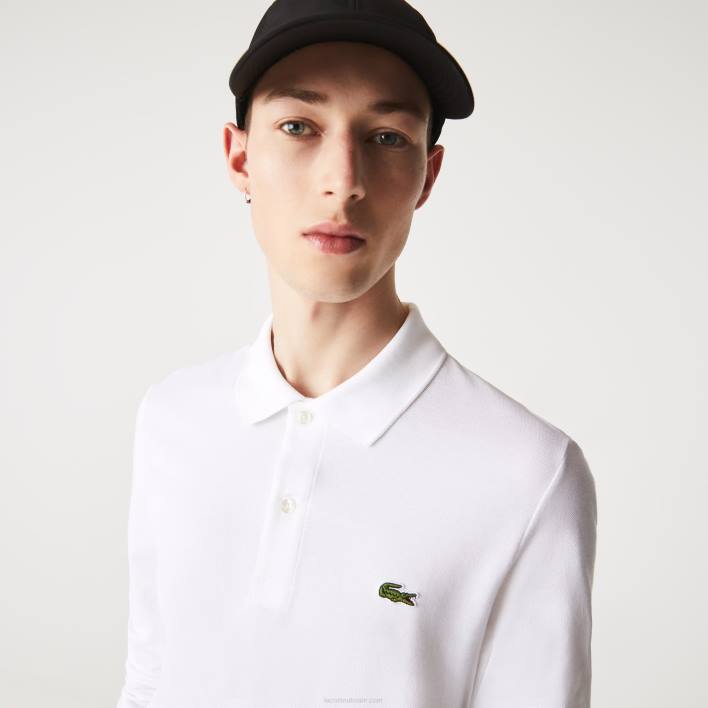 Lacoste Slim Fit Petit Pique Polo 646T686 White 001 Men