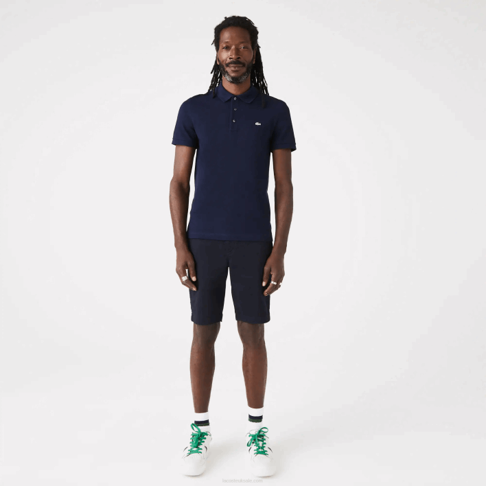 Lacoste Slim Fit Petit Pique Stretch Polo 646T563 Navy Blue 166 Men