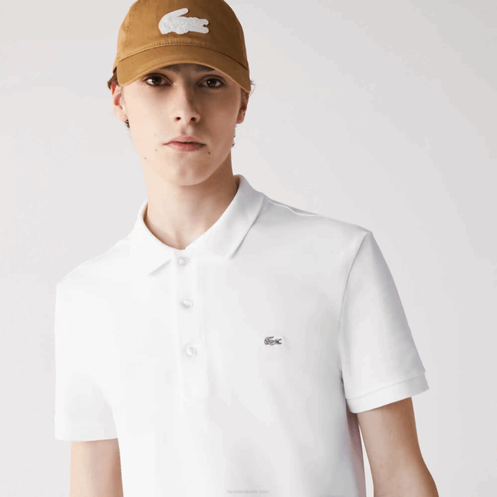 Lacoste Slim Fit Petit Pique Stretch Polo 646T564 White 001 Men