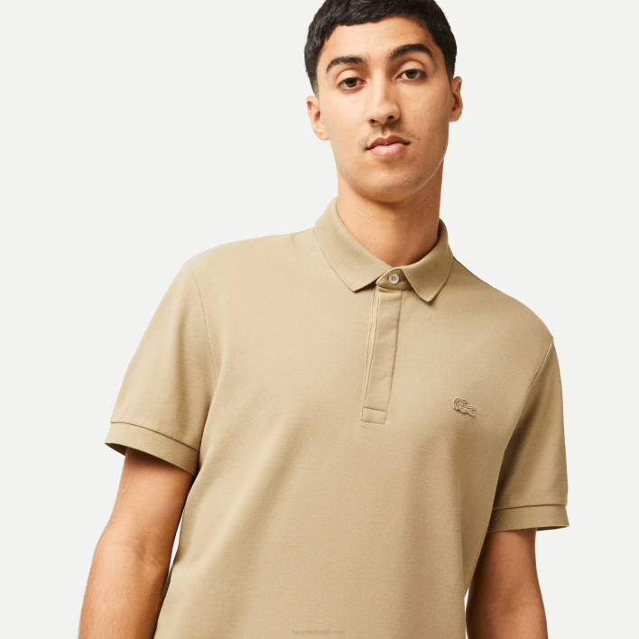 Lacoste Smart Paris Stretch Cotton Pique Polo 646T124 Beige CB8 Men
