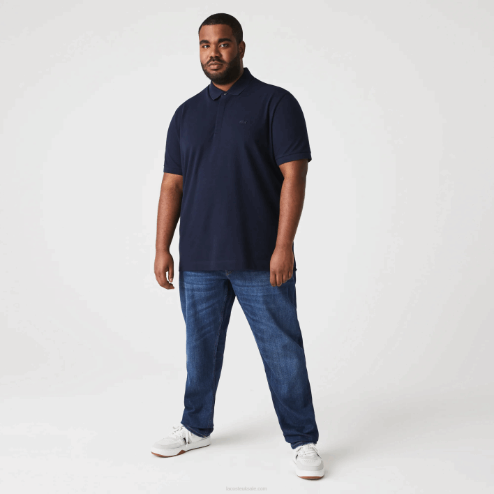 Lacoste Smart Paris Stretch Cotton Pique Polo 646T611 Navy Blue 166 Men