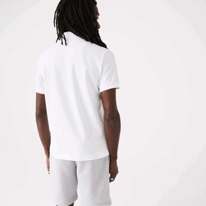 Lacoste Smart Paris Stretch Cotton Pique Polo 646T80 White 001 Men