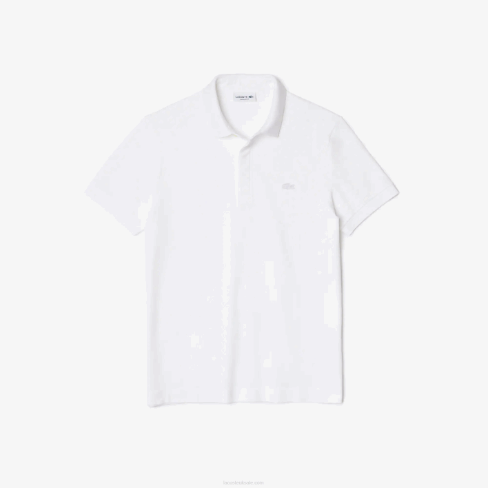Lacoste Smart Paris Stretch Cotton Pique Polo 646T80 White 001 Men