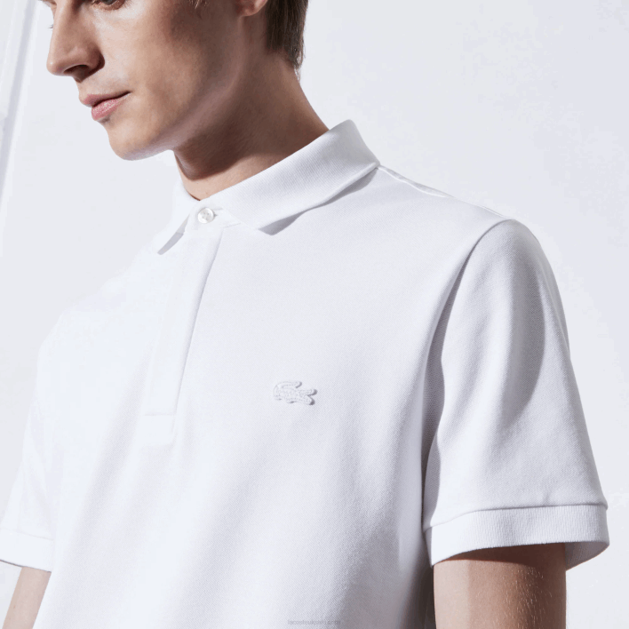 Lacoste Smart Paris Stretch Cotton Pique Polo 646T80 White 001 Men