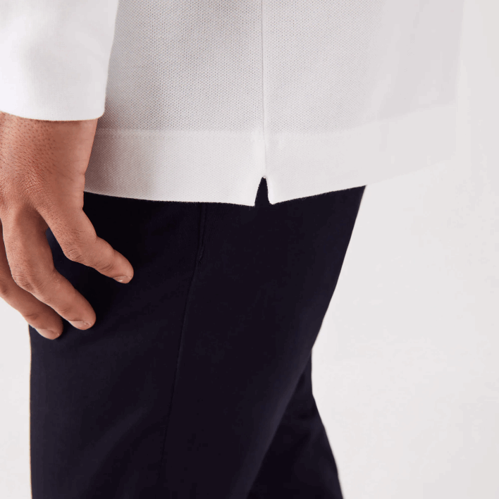 Lacoste Smart Paris long sleeve stretch cotton pique Polo 646T666 White 001 Men