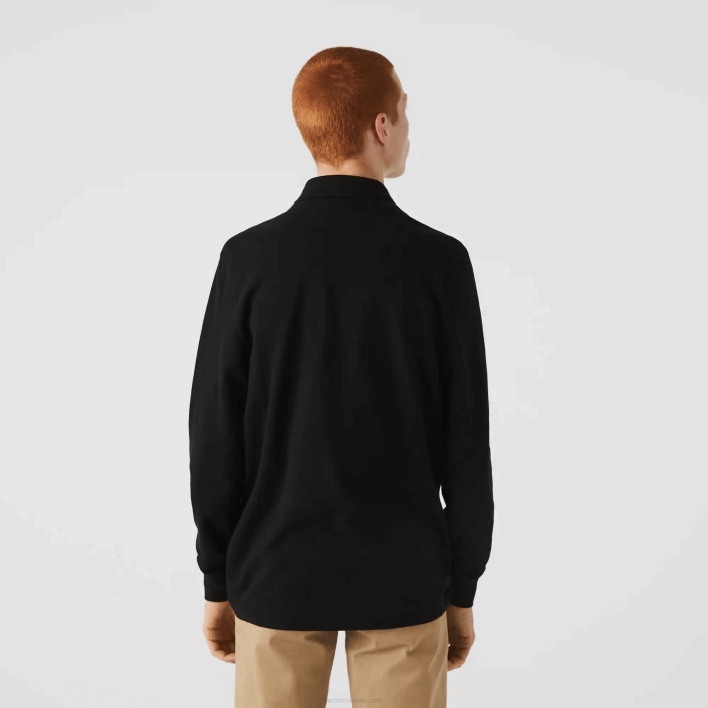 Lacoste Smart Paris long sleeve stretch cotton pique Polo 646T667 Black 031 Men
