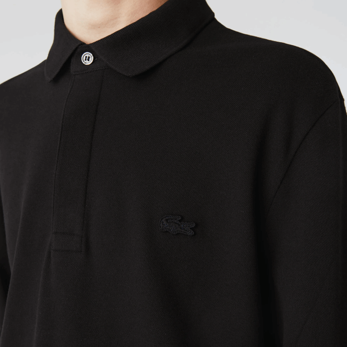 Lacoste Smart Paris long sleeve stretch cotton pique Polo 646T667 Black 031 Men
