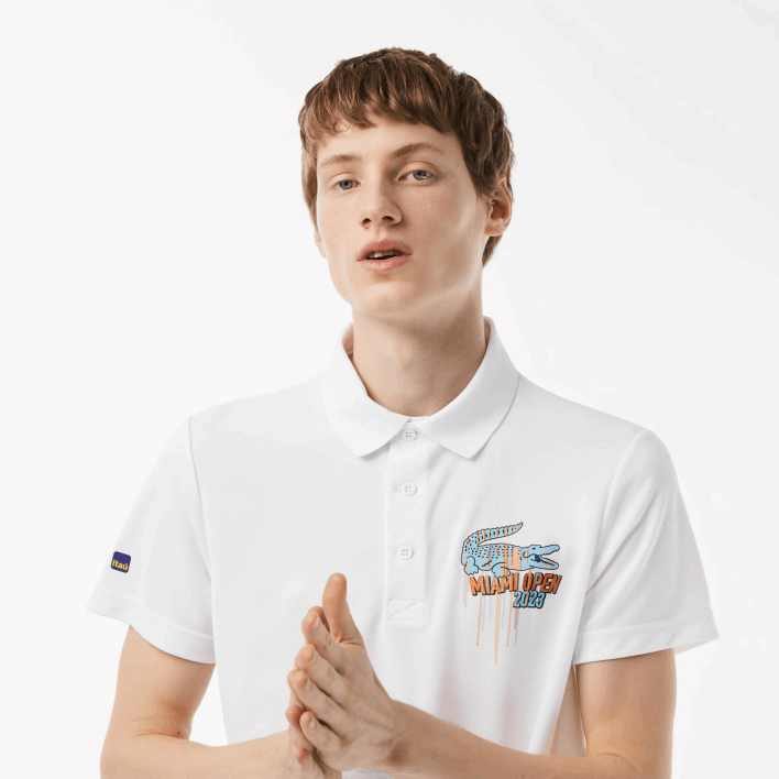 Lacoste Sport Miami Open Edition Pique Polo 646T205 White 001 Men