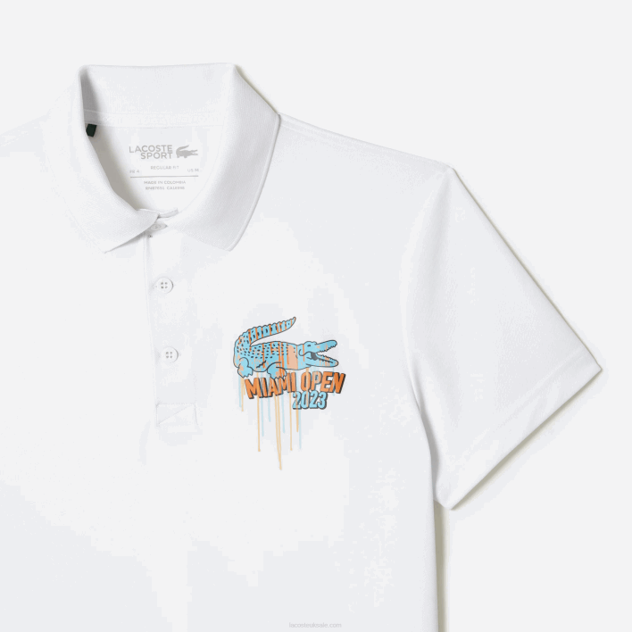 Lacoste Sport Miami Open Edition Pique Polo 646T205 White 001 Men